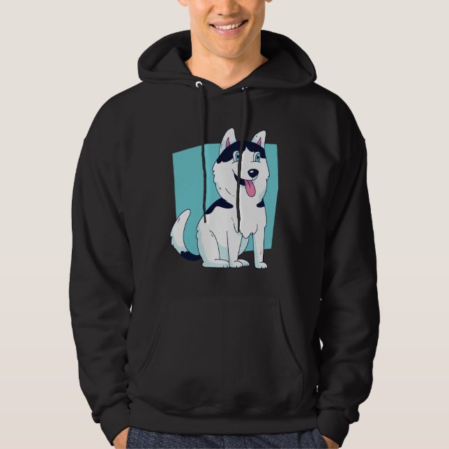 Cute Husky Hund Hoodie (Framsida)