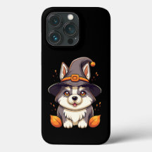 Cute Husky Hund i Witch's Hat Halloween