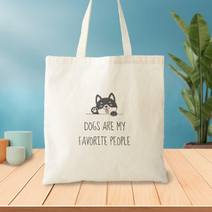 Cute Husky Hund Peeking ovanför citatet Tygkasse