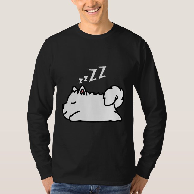 Cute Husky Hund Puppy Sleeping T Shirt (Framsida)