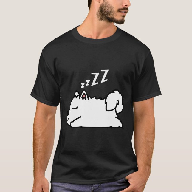 Cute Husky Hund Puppy Sleeping T Shirt (Framsida)