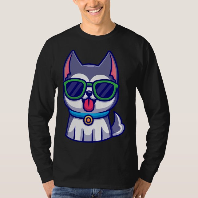 Cute Husky Hund T Shirt (Framsida)