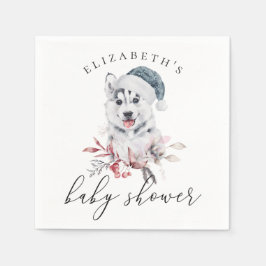 Cute husky hund. Vinter-djursköns babydusch Pappersservett