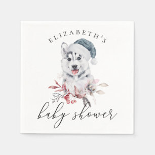 Cute husky hund. Vinter-djursköns babydusch Pappersservett
