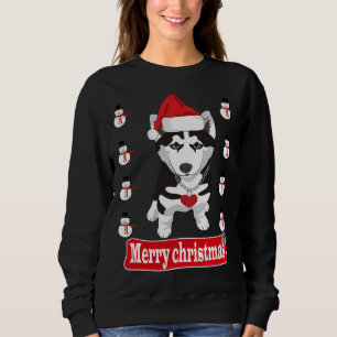 Cute Husky Hund Wearing Santa Hat God jul T Shirt