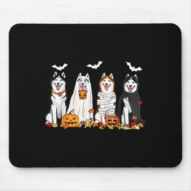 Cute Husky Hundar Ghost Mummy Witch Spooky Hallowe Musmatta (Framsidan)