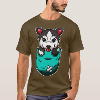 Cute Husky i Bag Hund älskare T Shirt