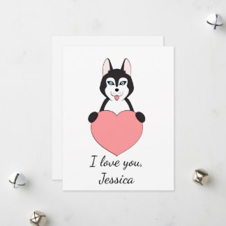 Cute husky i kärlek Valentine Julkort