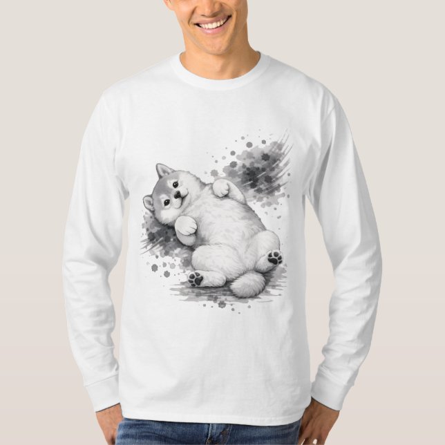 【Cute Husky Ink Long Sleeve T-Shirt】 T Shirt (Framsida)