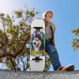 Cute Husky. Mini Skateboard Bräda 18,5 Cm