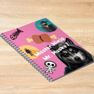 Cute Husky Ninja-Rosan för bärbara Personliger Anteckningsbok