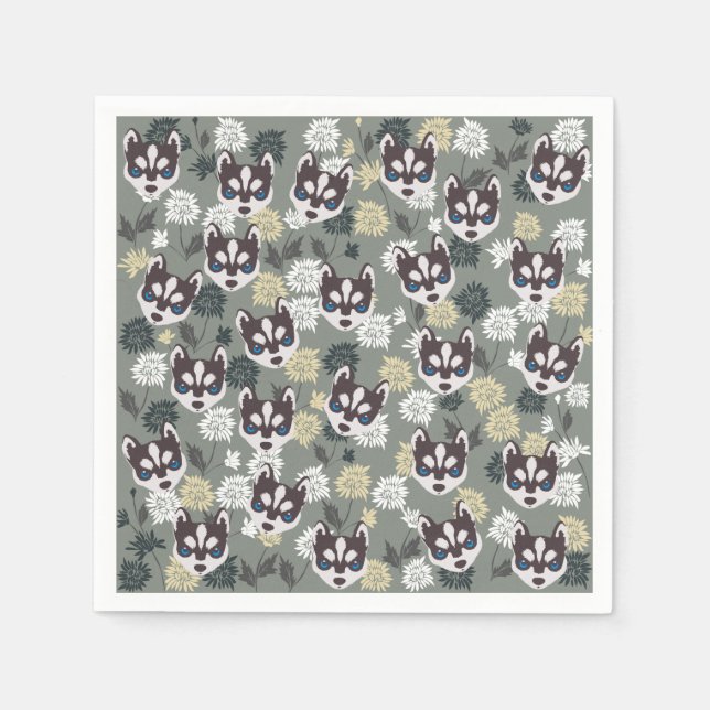 Cute Husky Pappra Napkins Pappersservett (Framsidan)
