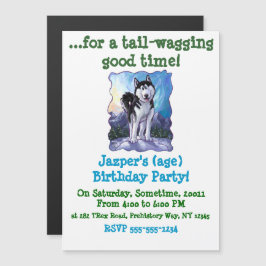 Cute Husky Party Magnetisk Inbjudningskort
