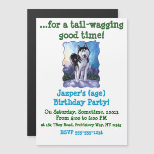 Cute Husky Party Magnetisk Inbjudningskort