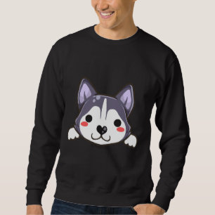 Cute Husky Puppy Lång Ärmad Tröja
