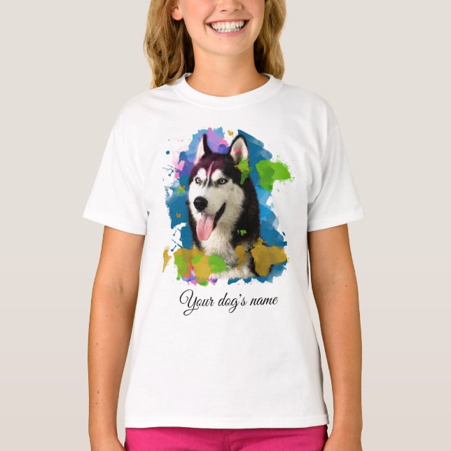 Cute Husky. T Shirt (Framsida)