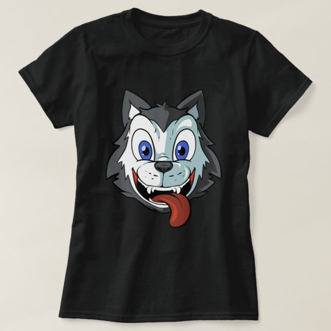 Cute Husky Tecknad hund T Shirt (Design framsida)
