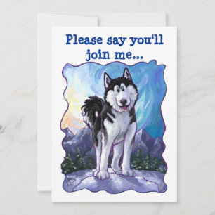 Cute Husky ThLED-Födelsedagsfest Inbjudningar