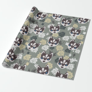 Cute Husky Wrapping Papprare Presentpapper