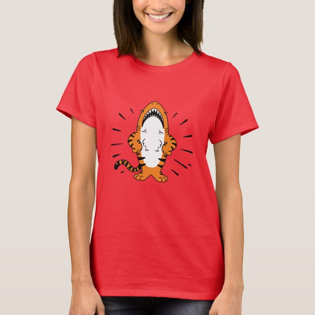 CUTE HYBRID SHARK TIGER TECKNAD T SHIRT (Framsida)
