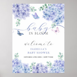 Cute Hydrangea Blommigt Garden Baby Shower Välkomm Poster