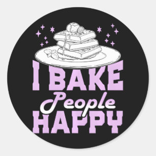 Cute I Bake People Lycklig Funny Chef Cake Baker Runt Klistermärke