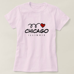Cute I eart Chicago Illinois t shirt for women