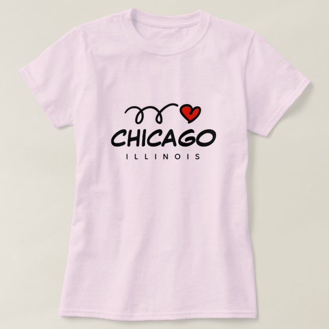 Cute I eart Chicago Illinois t shirt for women (Design framsida)