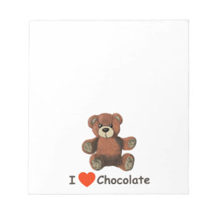 Cute I Heart (Kärlek) Chocolate Nalle Anteckningsblock
