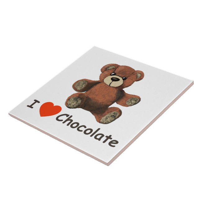 Cute I Heart (Kärlek) Chocolate Nalle Kakelplatta (Sidan)