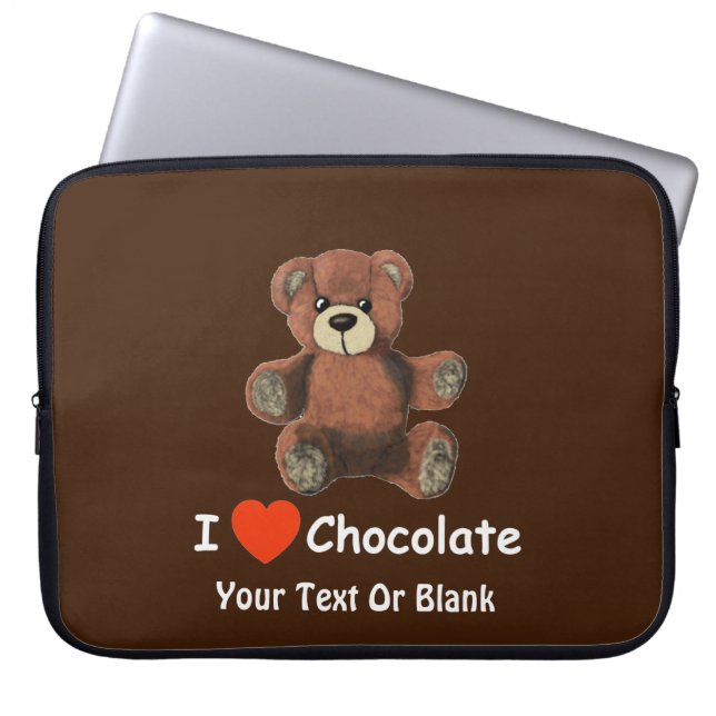 Cute I Heart (Kärlek) Chocolate Nalle Laptop Sleeve (Framsidan)