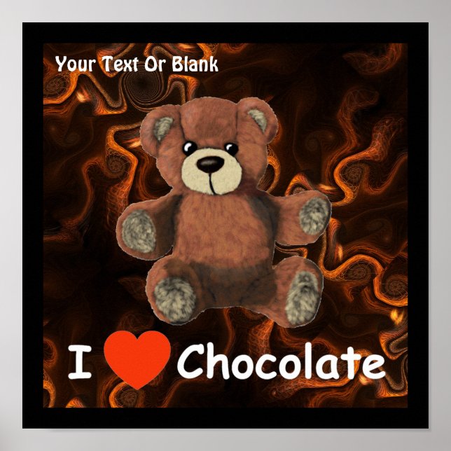 Cute I Heart (Kärlek) Chocolate Nalle Poster (Framsidan)