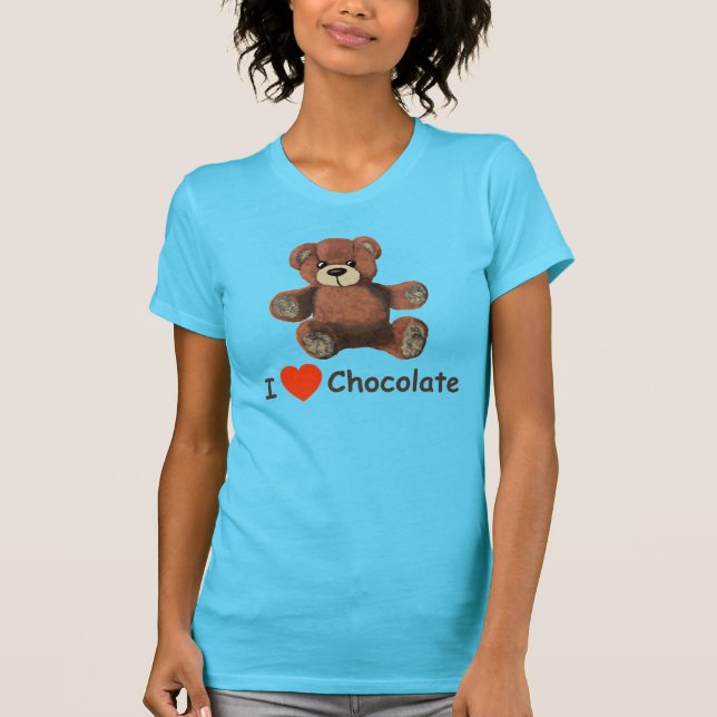 Cute I Heart (Kärlek) Chocolate Nalle T-shirt (Framsida)