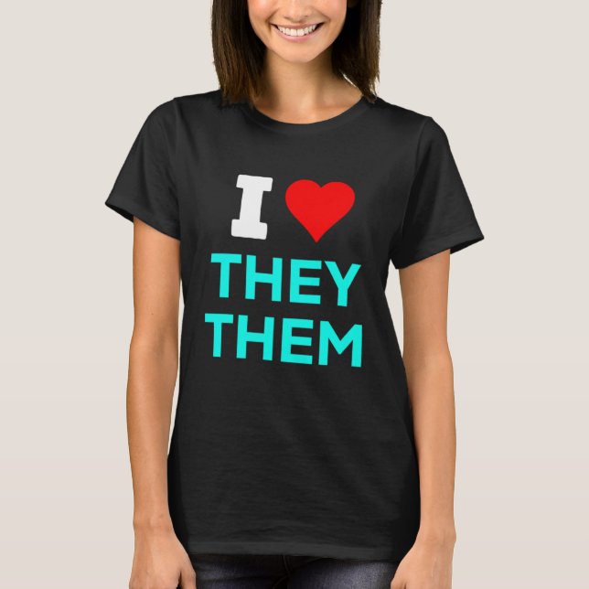 Cute I Heart Kärlek de Pronounouns Nonbinary Enb T Shirt (Framsida)
