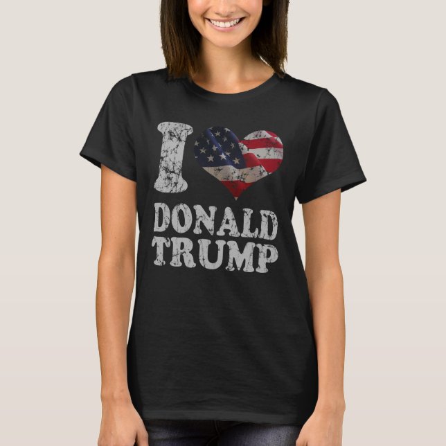 Cute I hjärta American Flagga Donald Trump Tee (Framsida)