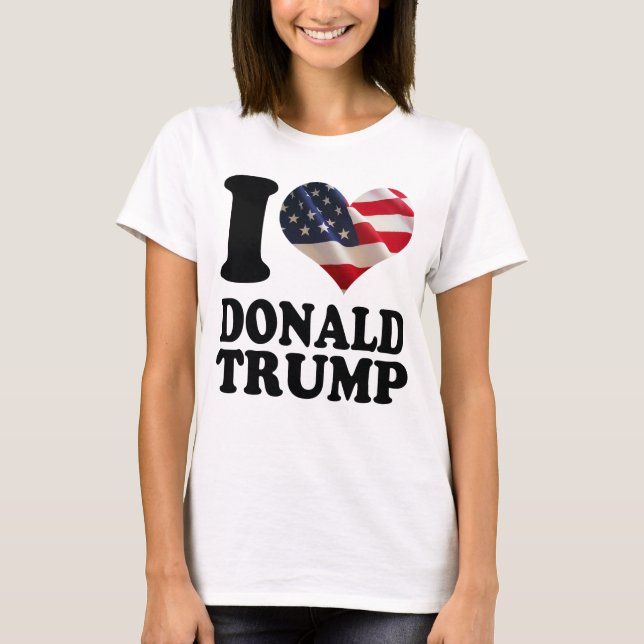Cute I hjärta American Flagga Donald Trump Tee Shirt (Framsida)