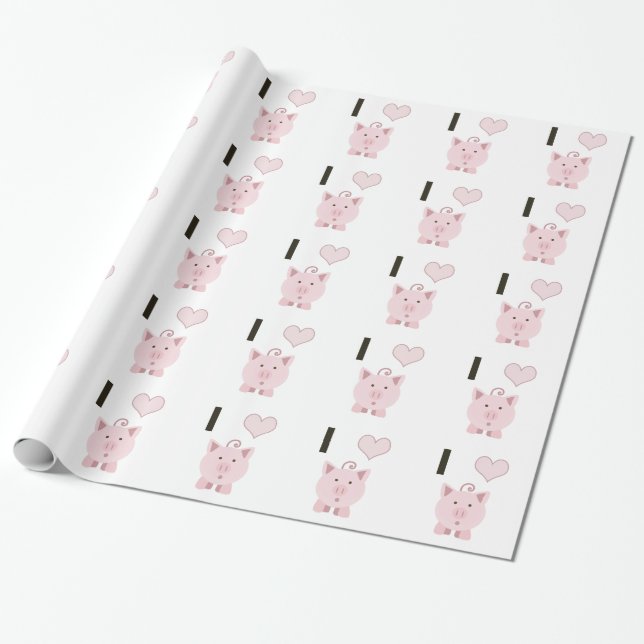 Cute I hjärta grisar Desgin Presentpapper (Utrullad)