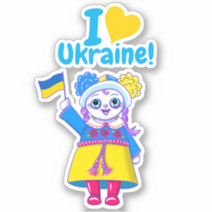 Cute "I Hjärtar Ukraina!" Finansiering av vinyldek Klistermärken