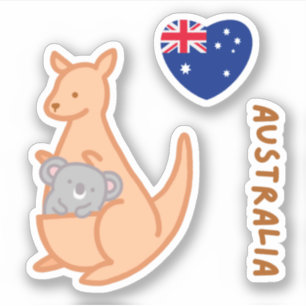 Cute I Kärlek australiska Kangaroo Koala Klistermärken