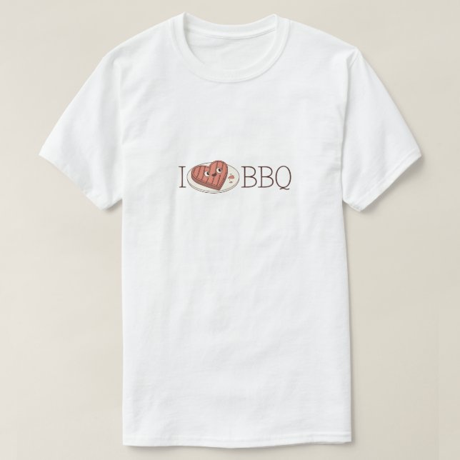 Cute ’I Kärlek BBQ’ Kött Älskare Manar T Shirt (Design framsida)