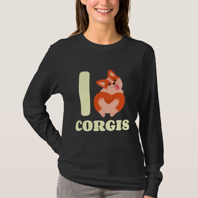 Cute I Kärlek Corgi Heart Butt T Shirt (Framsida)