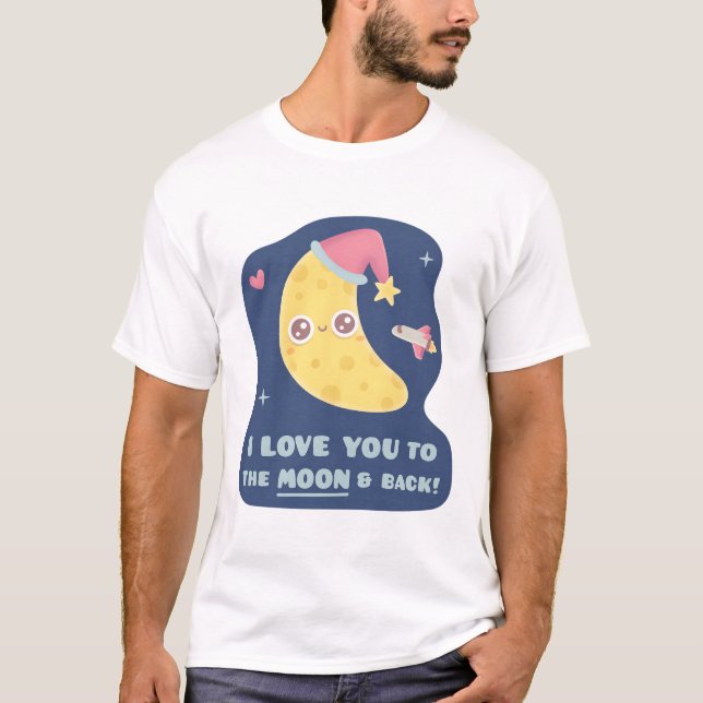 Cute I Kärlek dig till Måne och bak T Shirt (Framsida)