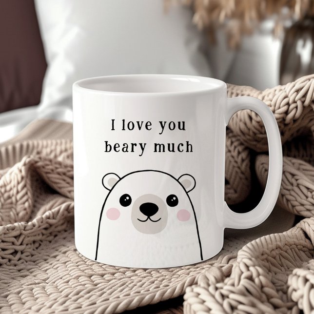 Cute I kärlek, du har mycket polar björn Kaffemugg (Cute I love you beary much polar bear Coffee Mug)