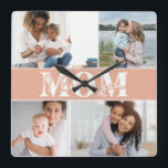 Cute I KÄRLEK DU MAMMA Mors dag Photo Fyrkantig Klocka<br><div class="desc">Cute I Kärlek You Mamma Foto Wall Clock har fyra av dina favoritfoton med texten "I kärlek you Mamma" i modern vit typografi. Designad av ©Evco Studio www.zazzle.com/store/evcostudio</div>