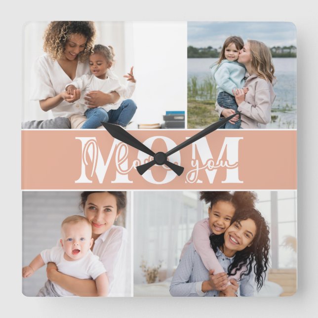 Cute I KÄRLEK DU MAMMA Mors dag Photo Fyrkantig Klocka (Framsida)