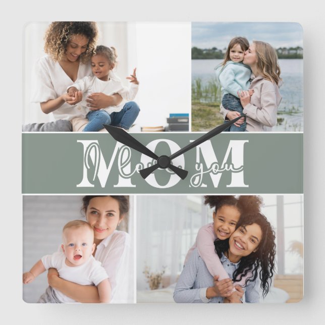 Cute I KÄRLEK DU MAMMA Mors dag Photo Fyrkantig Klocka (Framsida)