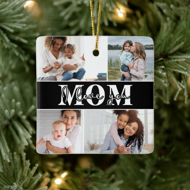 Cute I KÄRLEK DU MAMMA Mors dag Photo Julgransprydnad Keramik (Träd)