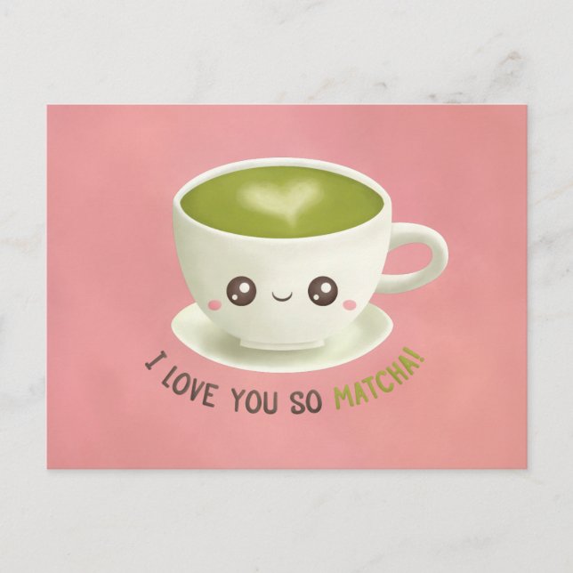 Cute I Kärlek du så Matcha Pun-Valentineser vykort (Framsida)