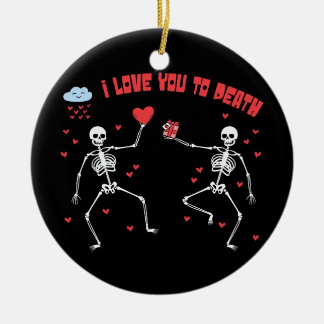Cute I Kärlek Du till Dödsvalloween Alla hjärtans  Julgransprydnad Keramik (Framsidan)