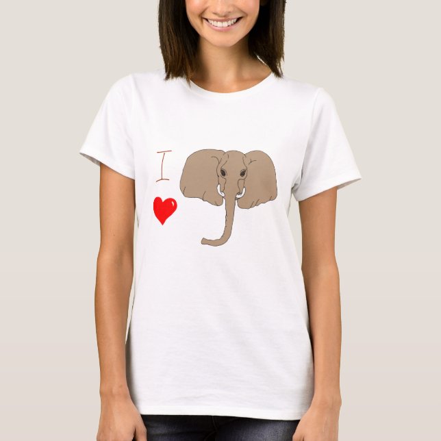 Cute I kärlek elefant dag T-Shirt (Framsida)